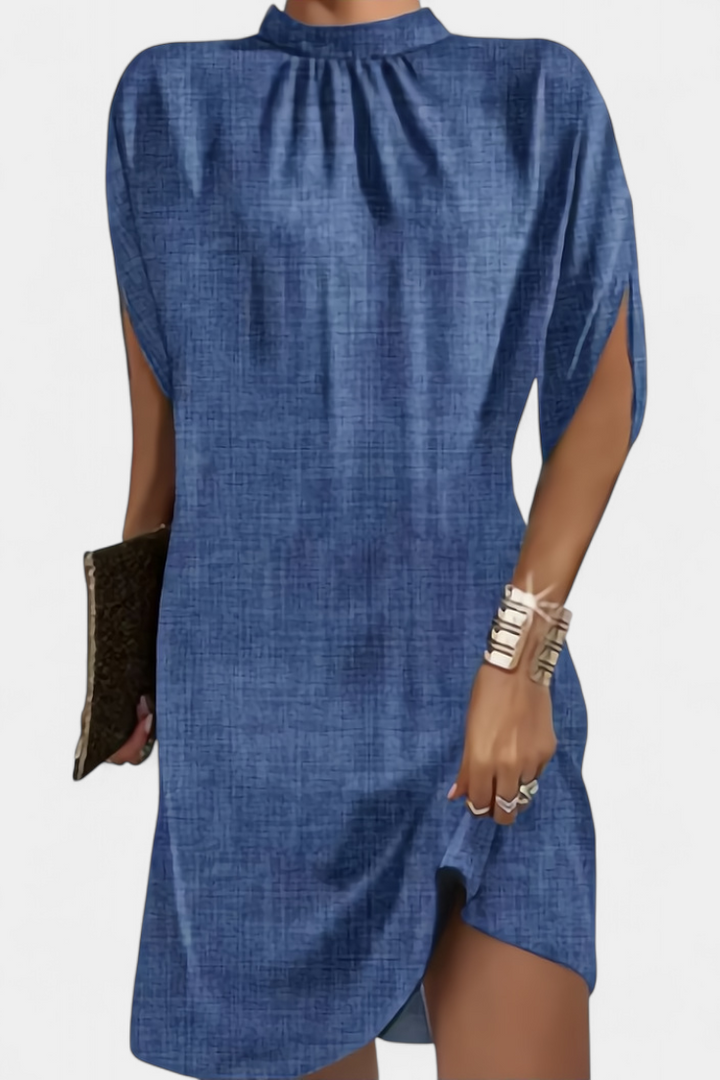 Ena Timeless Midi Dress with Round Neckline
