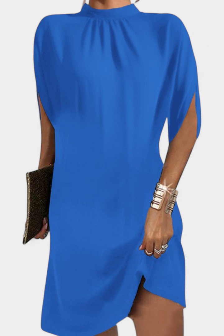 Ena Timeless Midi Dress with Round Neckline