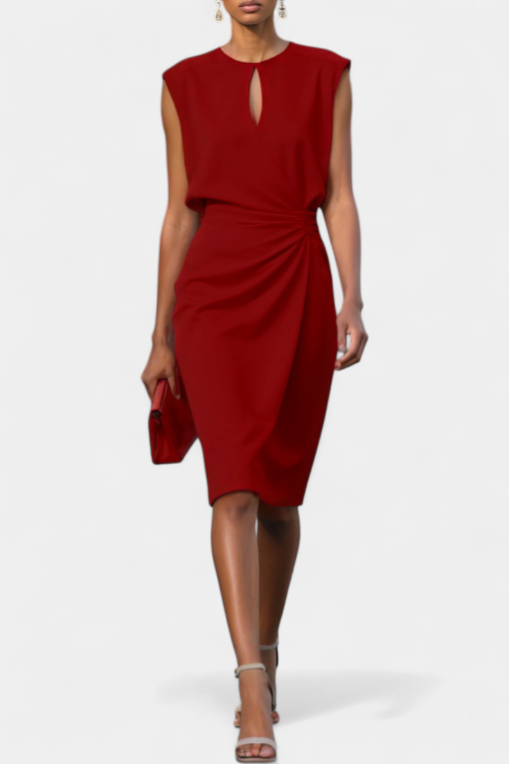 Midi Dress Maša with Long Sleeves and Round Neckline
