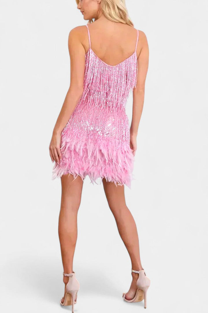 Mirjana Mini Dress with Feathers