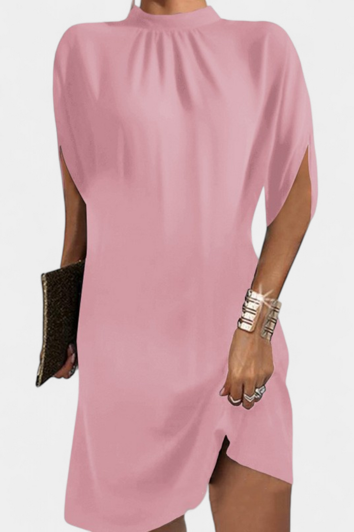 Ena Timeless Midi Dress with Round Neckline
