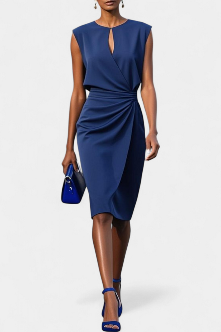 Midi Dress Maša with Long Sleeves and Round Neckline