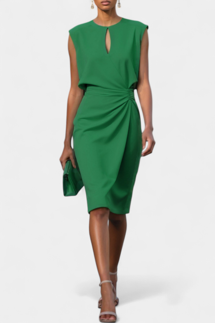 Midi Dress Maša with Long Sleeves and Round Neckline