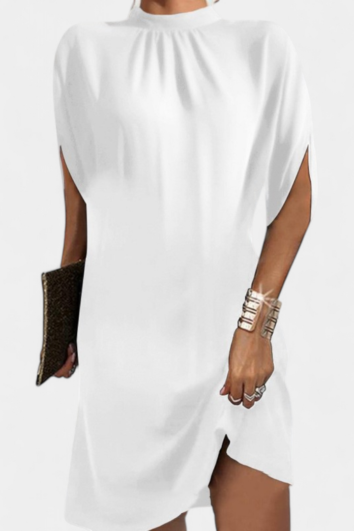 Ena Timeless Midi Dress with Round Neckline