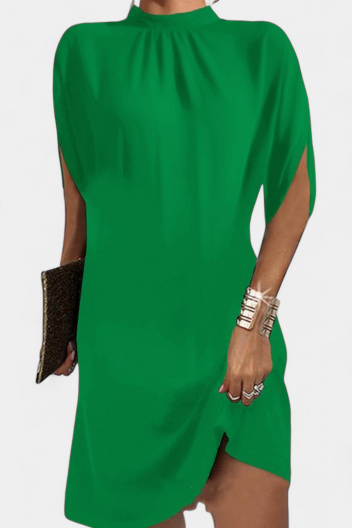 Ena Timeless Midi Dress with Round Neckline