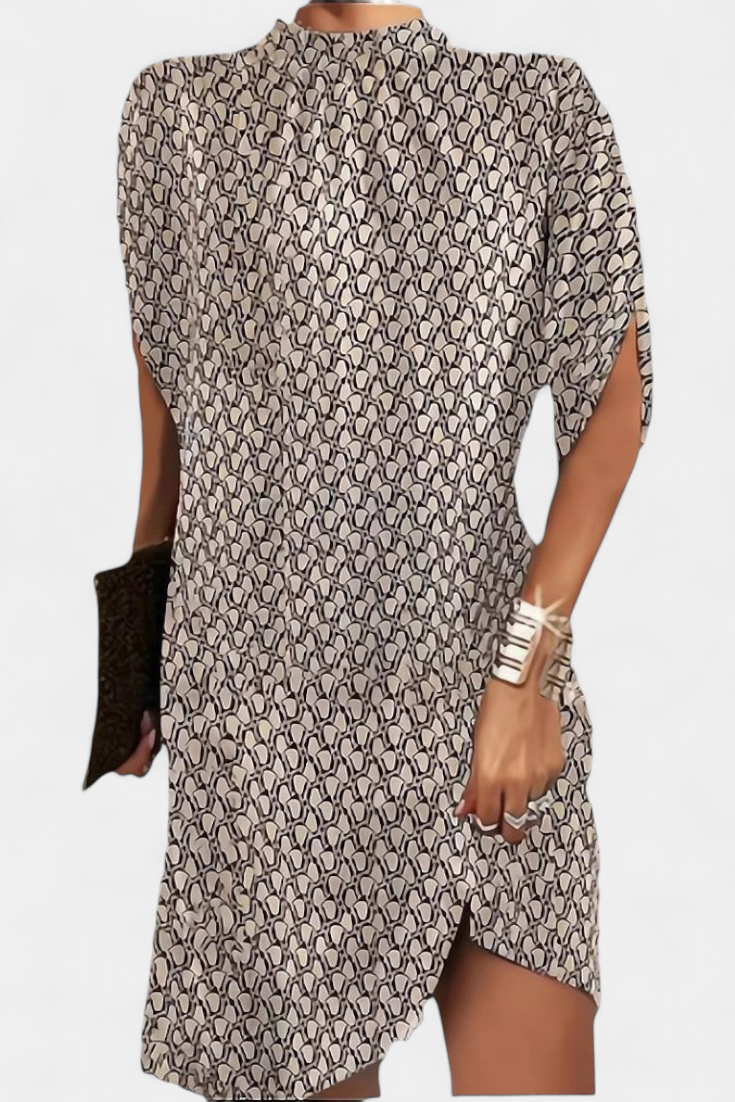 Ena Timeless Midi Dress with Round Neckline