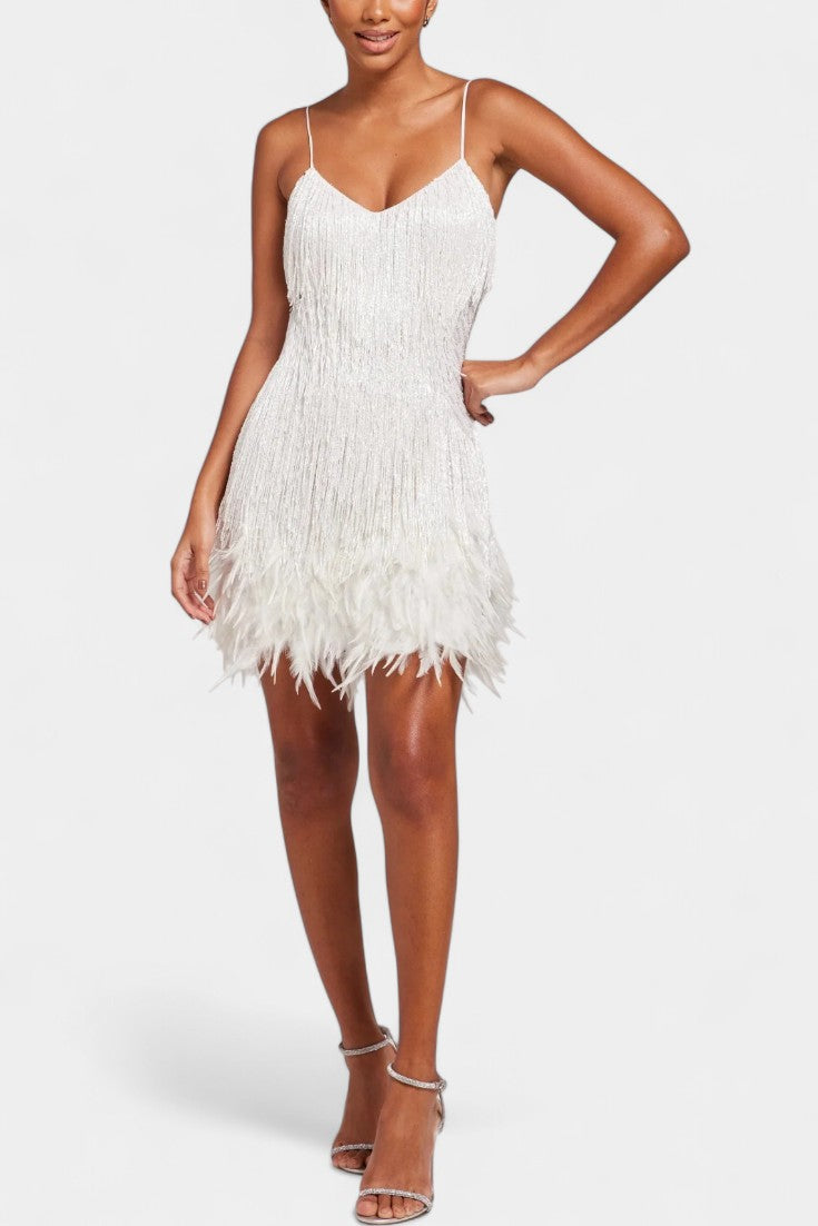 Mirjana Mini Dress with Feathers