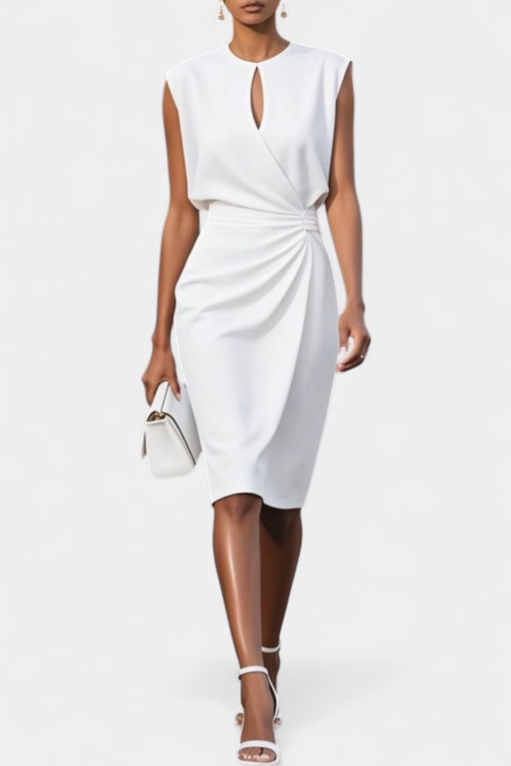 Midi Dress Maša with Long Sleeves and Round Neckline