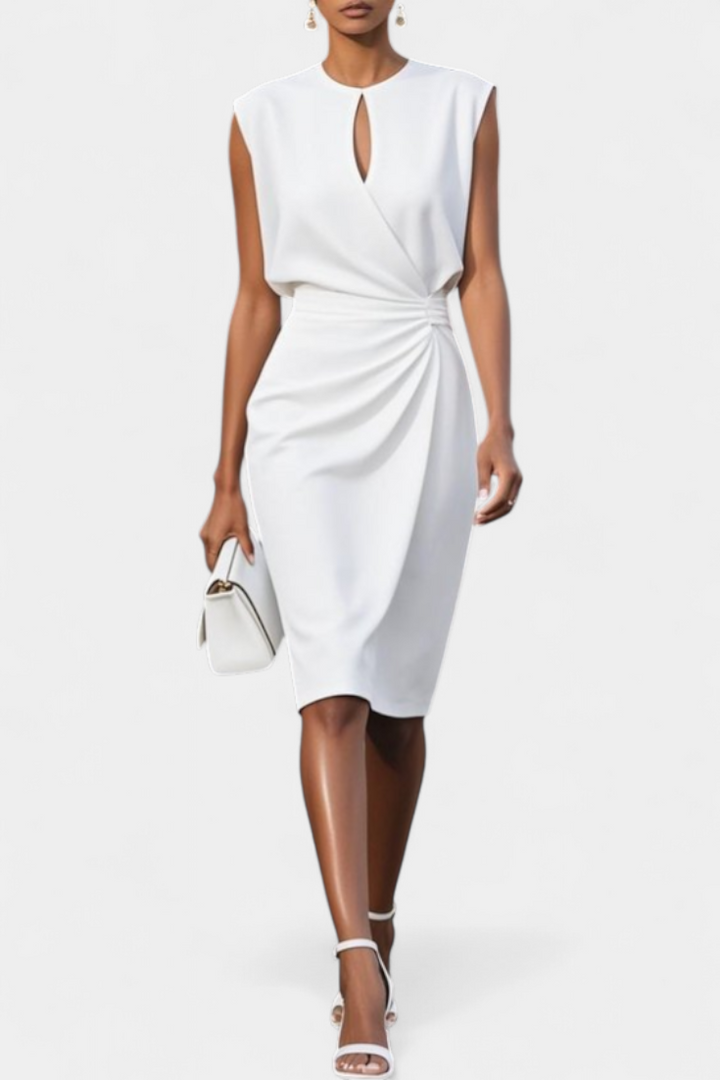 Midi Dress Maša with Long Sleeves and Round Neckline