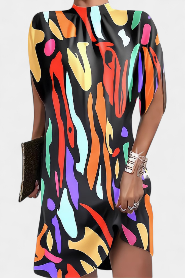 Ena Timeless Midi Dress with Round Neckline