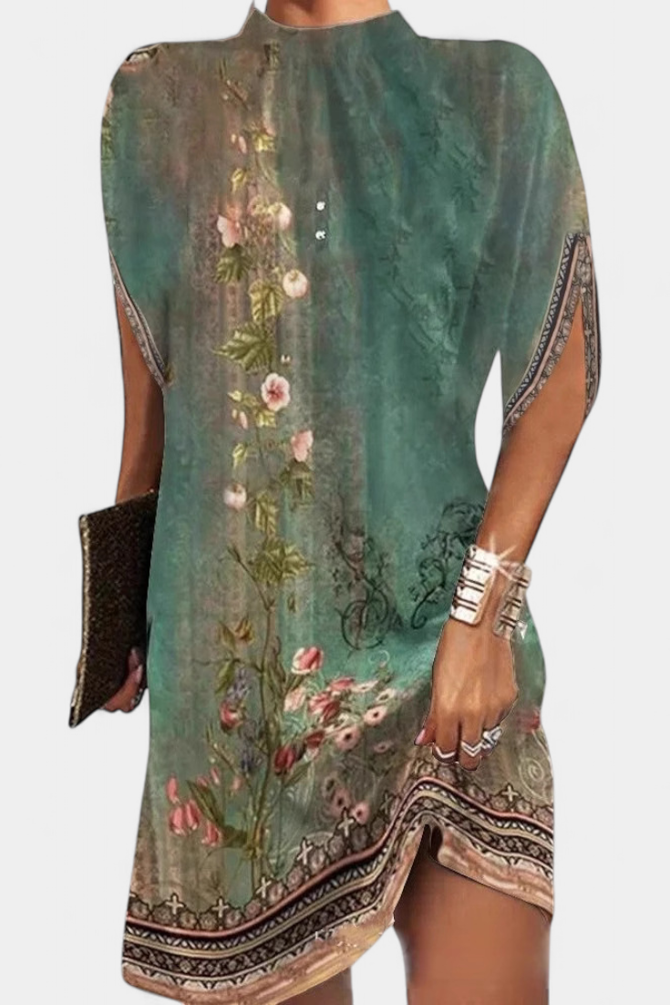 Ena Timeless Midi Dress with Round Neckline