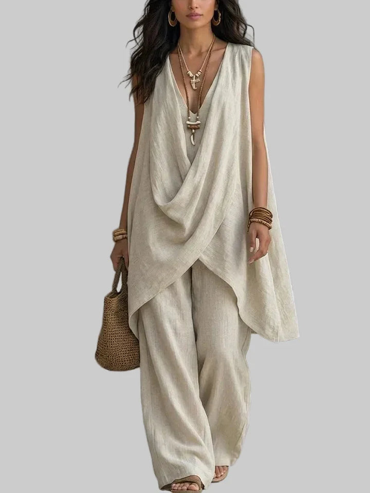 Boho Style Women's Cotton and Linen Set