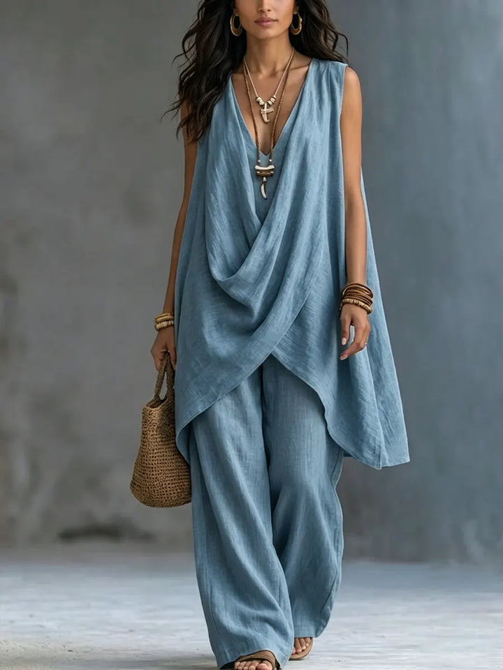 Boho Style Women's Cotton and Linen Set