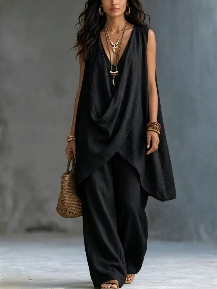 Boho Style Women's Cotton and Linen Set