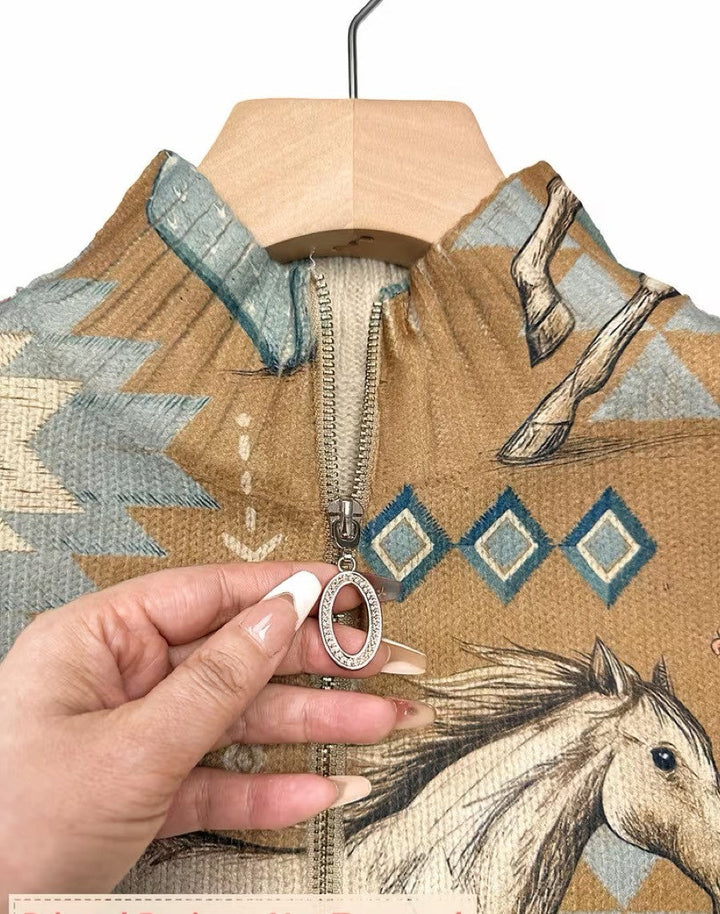 Winona | Zip-up Cardigan in Desert Wool and Cactus
